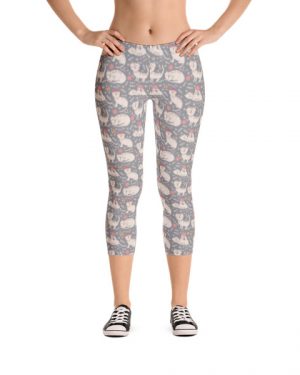 Cute Pink and Purple Cats Capri Leggings