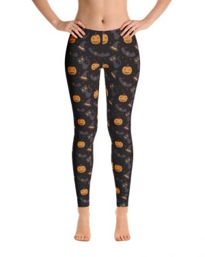 Halloween Cat and Pumpkin Leggings