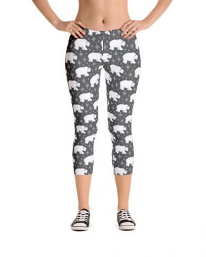 Grey Polar Bear Capri Leggings