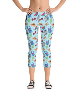 Blue Beach Party Capri Leggings