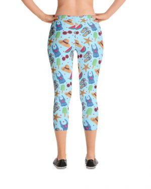Blue Beach Party Capri Leggings