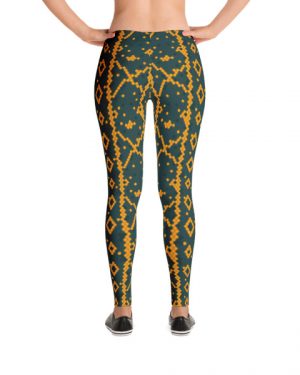 Green and Orange Snake Skin Leggings Yoga Pants