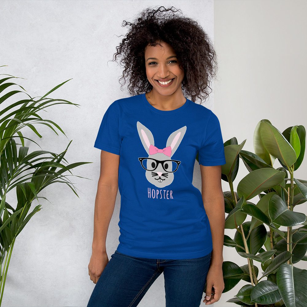 Easter Shirt HOPSTER Cute Girl Bunny Unisex T-Shirt - Image 4
