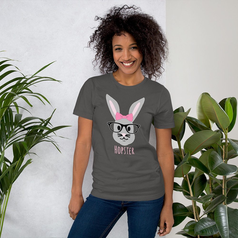 Easter Shirt HOPSTER Cute Girl Bunny Unisex T-Shirt - Image 3