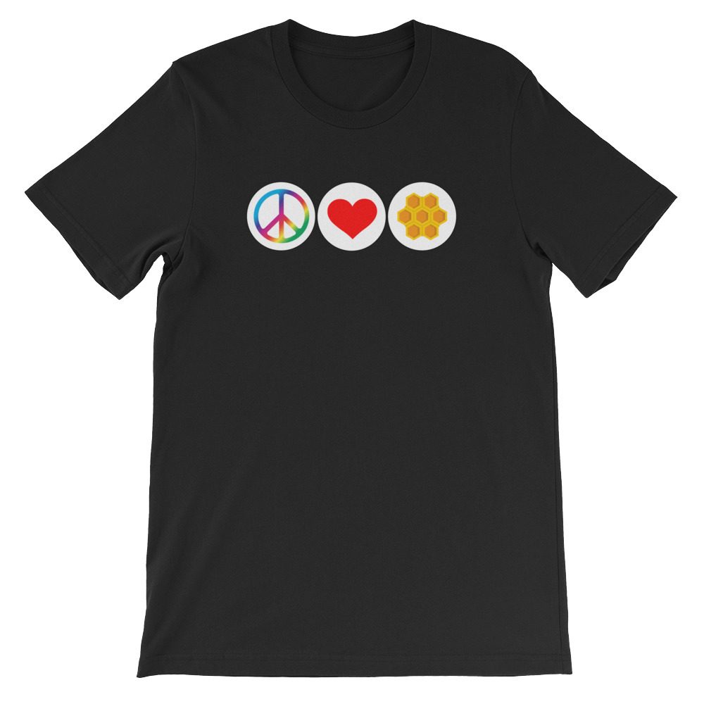 Funny Beekeeping T-Shirt Peace Love Honey Bee Unisex T-Shirt