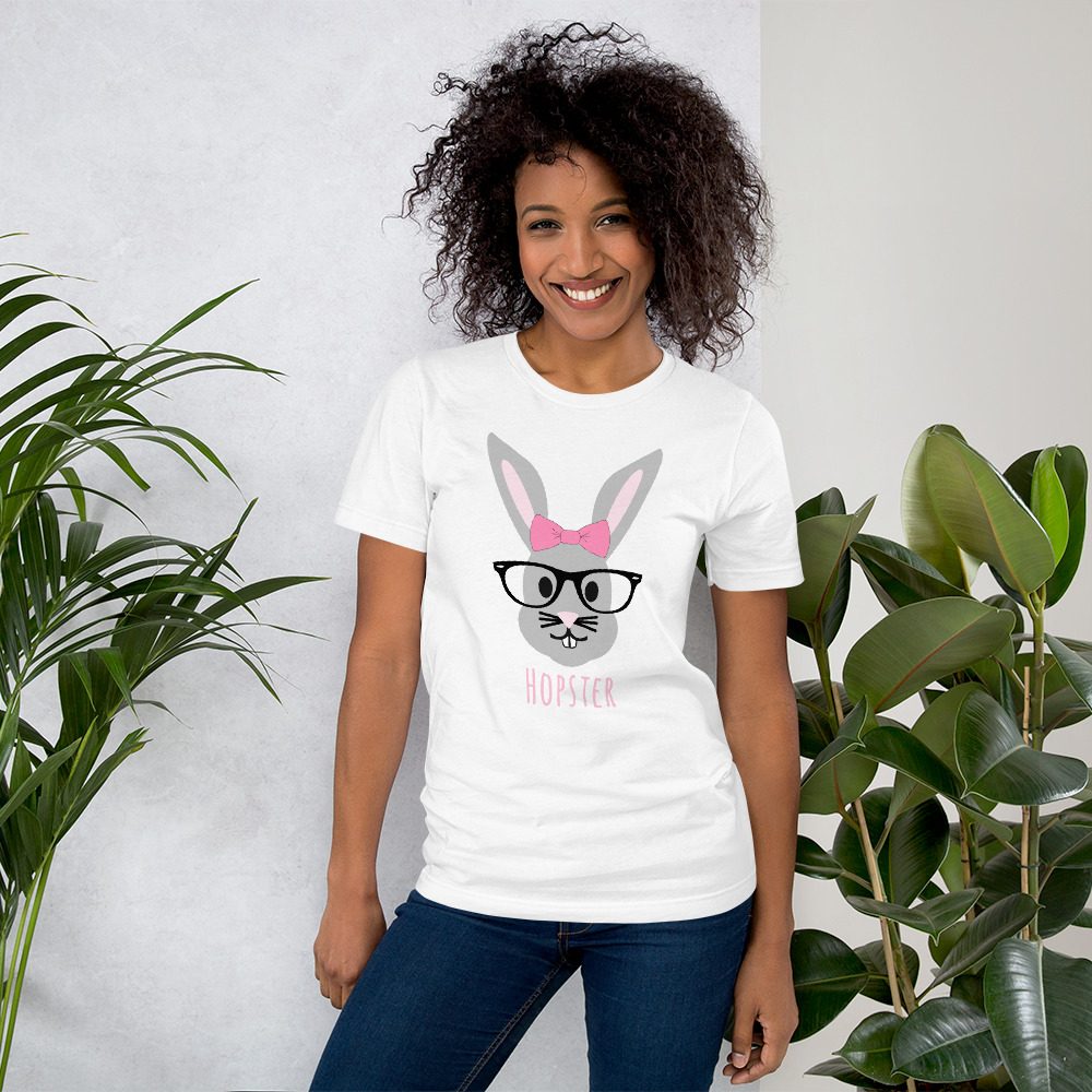 Easter Shirt HOPSTER Cute Girl Bunny Unisex T-Shirt - Image 2