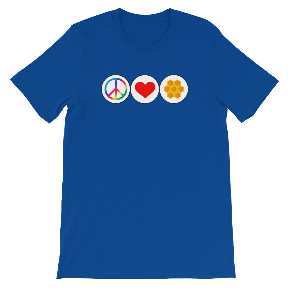 Funny Beekeeping T-Shirt Peace Love Honey Bee Unisex T-Shirt - Image 2
