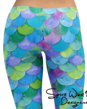 Mermaid Leggings – Green Purple Scales Running Costume
