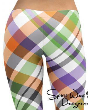 Plaid Leggings – White Green Orange – Halloween Costume