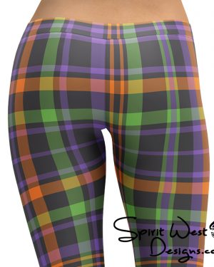 Plaid Leggings – Black Purple Green – Halloween Tartan Costume