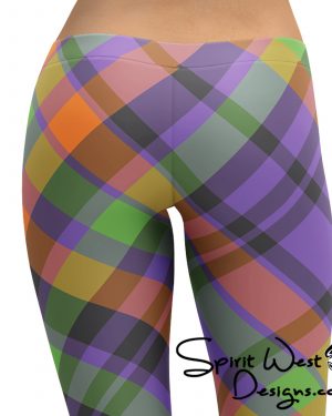 Plaid Leggings – Purple Black Orange – Halloween Tartan Costume