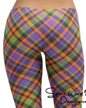 Plaid Leggings – Orange Green Purple – Halloween Tartan Costume