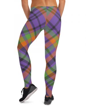 Plaid Leggings – Purple Black Orange – Halloween Tartan Costume
