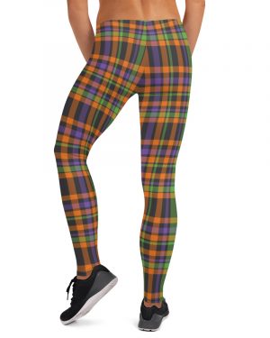 Plaid Leggings – Orange Purple Black – Tartan Halloween Costume