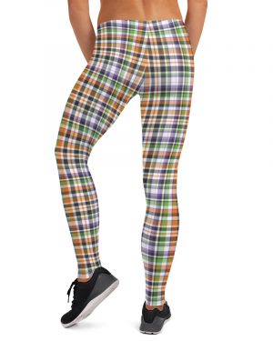 Plaid Leggings – Purple Orange White Tartan Halloween Leggings