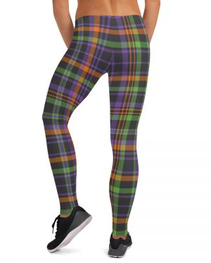 Plaid Leggings – Black Purple Green – Halloween Tartan Costume