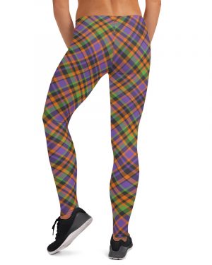 Plaid Leggings – Orange Green Purple – Halloween Tartan Costume