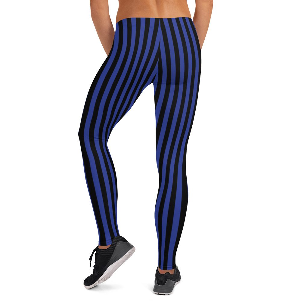 Black and Blue Striped Leggings - Running Costume - Image 2