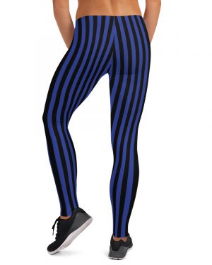 Black and Blue Striped Leggings – Running Costume