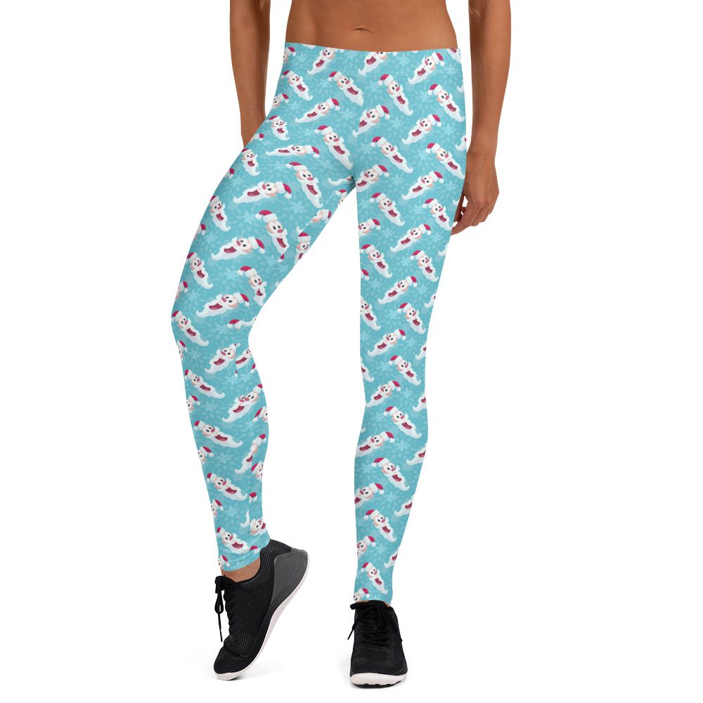 Christmas Leggings Laughing Santa Heads - Running Costume - Image 5