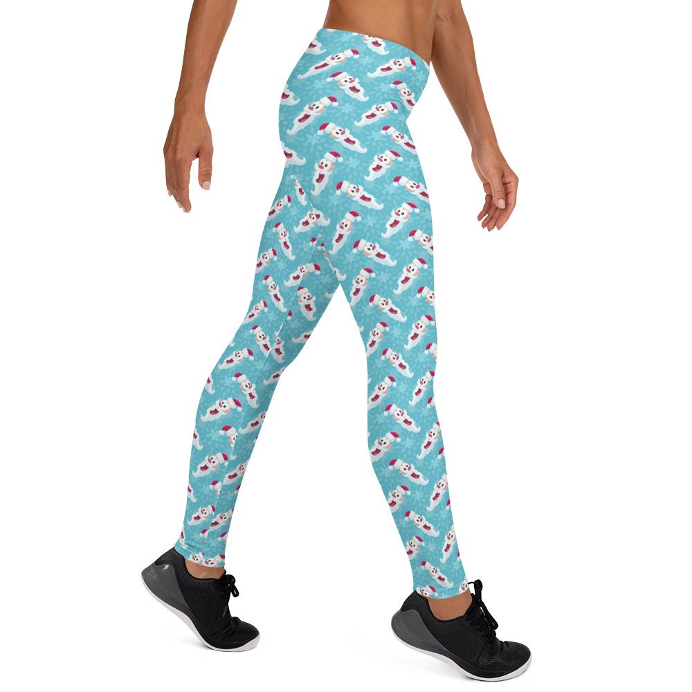 Christmas Leggings Laughing Santa Heads - Running Costume - Image 4