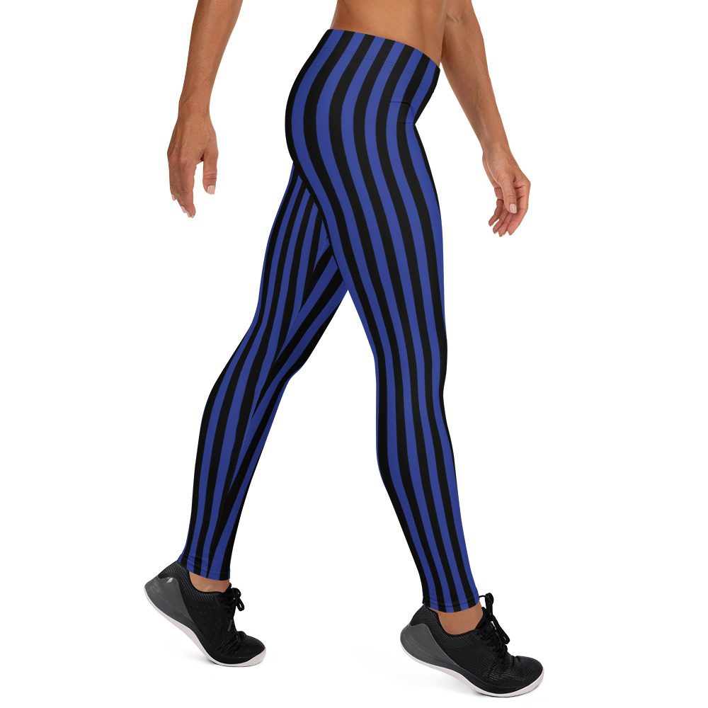 Black and Blue Striped Leggings - Running Costume - Image 4