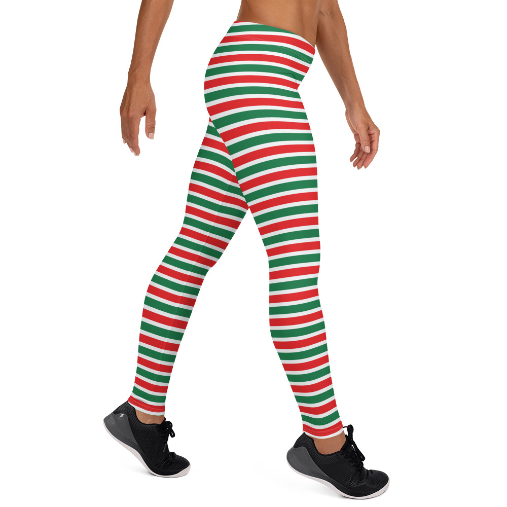 Christmas Elf Striped Leggings Running Costume Cosplay Activewear Costumes Spirit West Designs