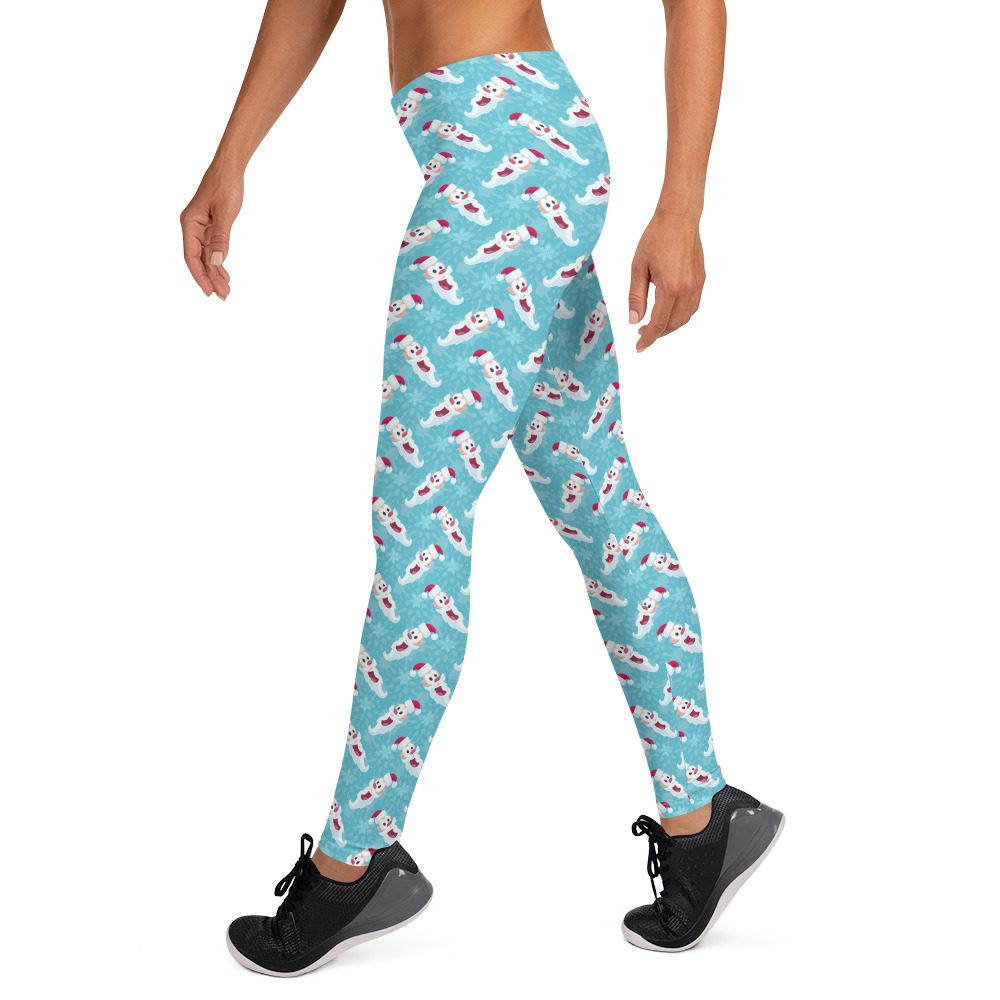 Christmas Leggings Laughing Santa Heads - Running Costume - Image 3