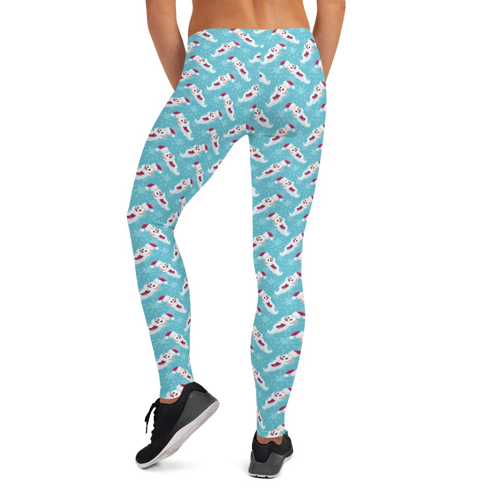 Christmas Leggings Laughing Santa Heads - Running Costume - Image 2