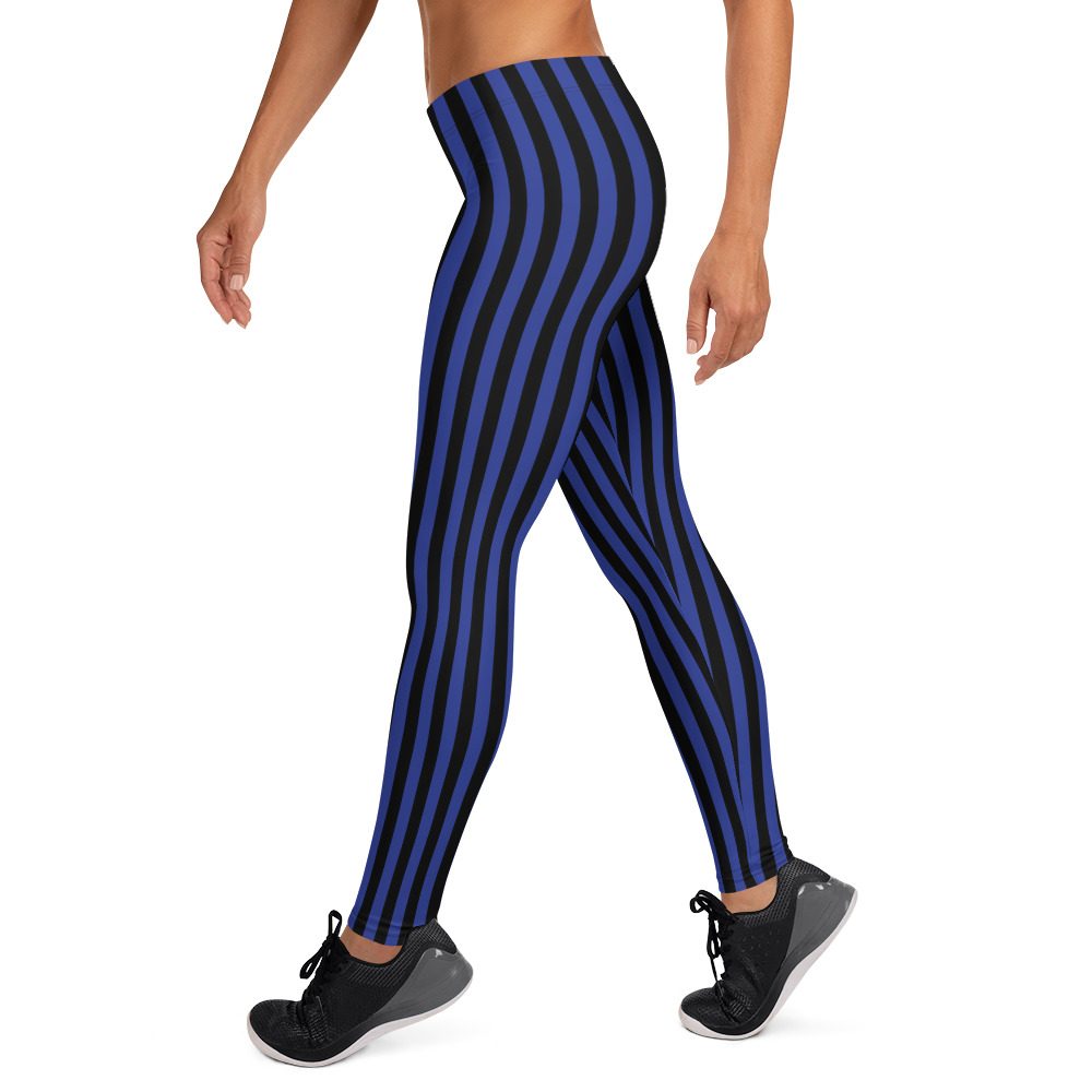 Black and Blue Striped Leggings - Running Costume - Image 3
