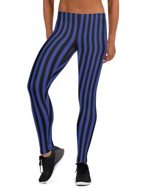 Black and Blue Striped Leggings – Running Costume