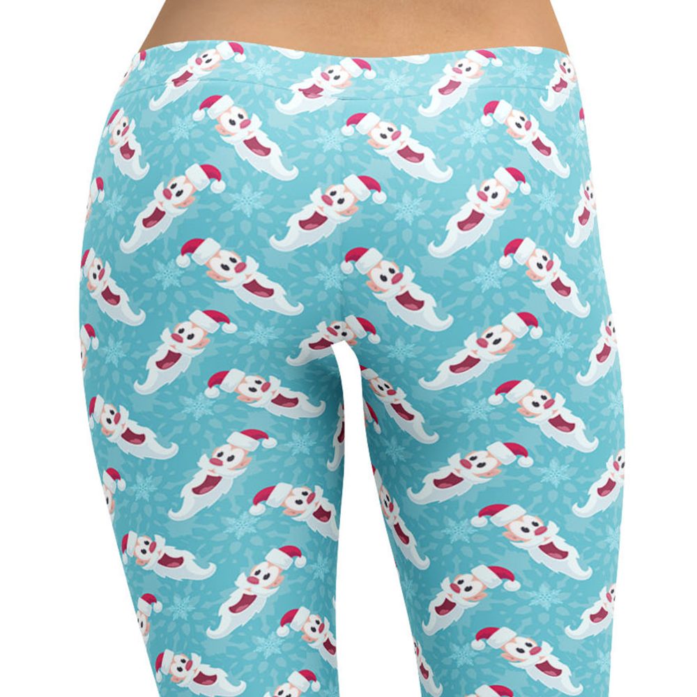Christmas Leggings Laughing Santa Heads - Running Costume