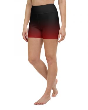 Red and Black Ombre Gradient Yoga Shorts