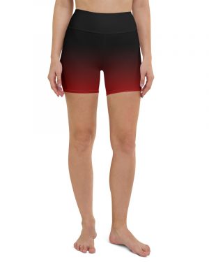 Red and Black Ombre Gradient Yoga Shorts