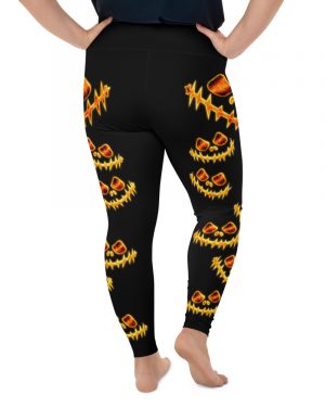 Halloween Evil Fire Pumpkin Plus Size Leggings