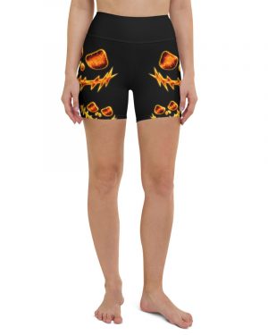 Halloween Evil Fire Pumpkin Yoga Shorts