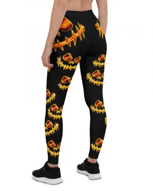 Halloween Evil Fire Pumpkin Leggings