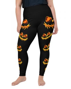 Halloween Evil Fire Pumpkin Plus Size Leggings