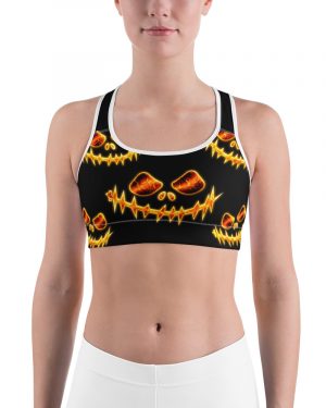 Halloween Evil Pumpkin Face Sports bra