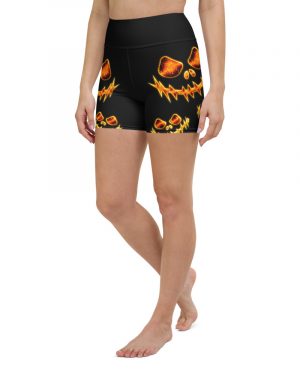 Halloween Evil Fire Pumpkin Yoga Shorts