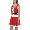 Mrs Santa Skater Dress, Holiday Dress, Christmas Dress, Red Dress, Santa dress, belt, Fir Trim, BodyCon Dress