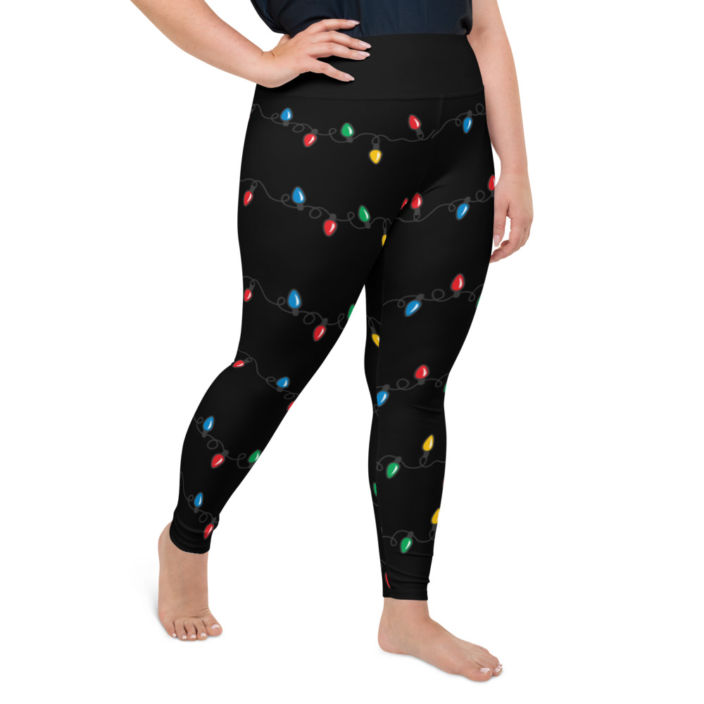 kærlighed struktur præmie Christmas Lights Plus Size Leggings -