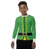 Buddy the Elf Costume, Halloween Costume, Christmas Costume, Kids's Children's Youth long sleeve rash guard, activewear shirt, swim shirt, uv protection
