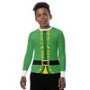 Buddy the Elf Costume, Halloween Costume, Christmas Costume, Kids's Children's Youth long sleeve rash guard, activewear shirt, swim shirt, uv protection