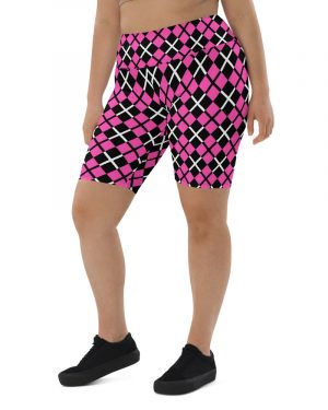 Pink and Black Plaid – Bike Shorts