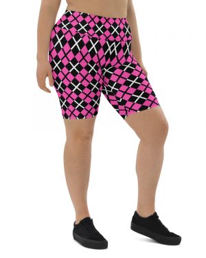 Pink and Black Plaid – Bike Shorts