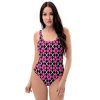 Pink and Black Plaid Cheeky One Piece Swim Suit Bathing Suit