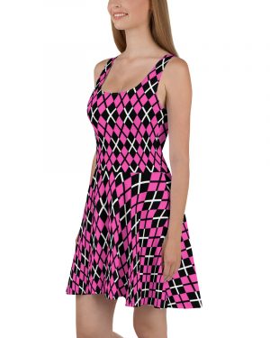 Pink and Black Plaid – Skater Dress