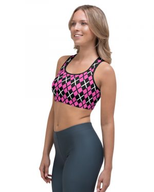 Pink and Black Plaid – Sports bra