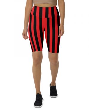 Black and Red Striped Bike Shorts